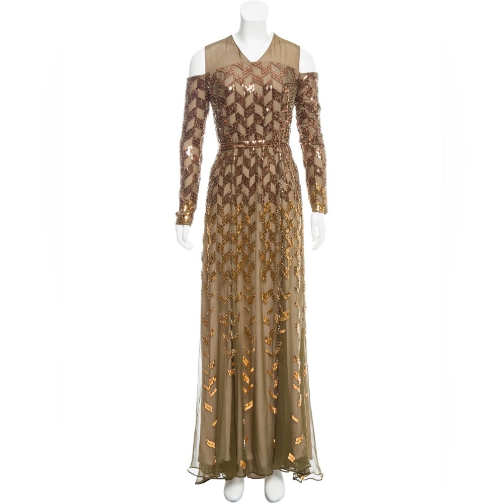 Gorgeous Olive/Brown and Gold Silk Sequin Dress from Bibhu Mohapatra